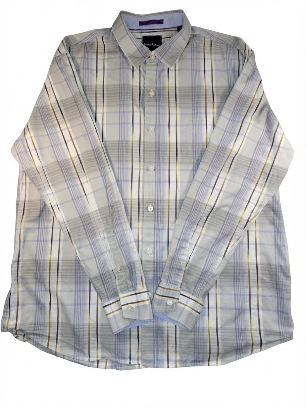 Tommy Bahama Silk Cotton Blend Plaid Button-Down Shirt XL Quiet Luxury Coastal